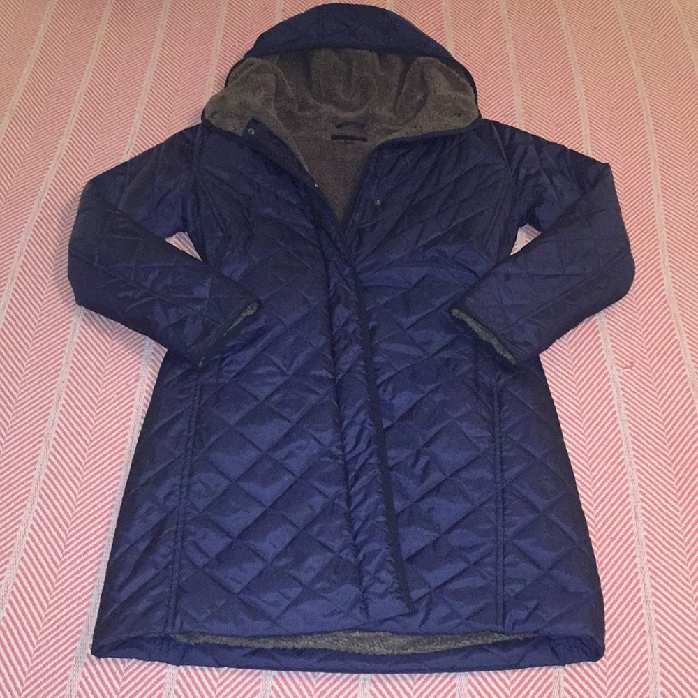 Uniqlo Pile Lined Hooded Coat Navy Medium